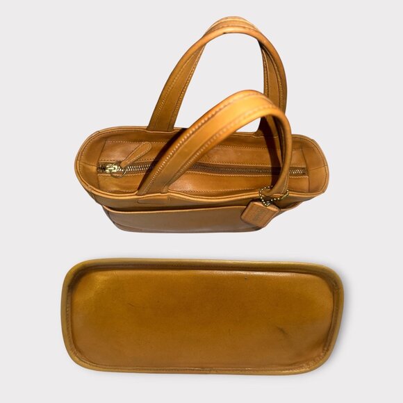 VTG Coach Bleecker Satchel 9303 Tan Leather Brass Two-Handle Tote 90s USA + Tag - Picture 5 of 7